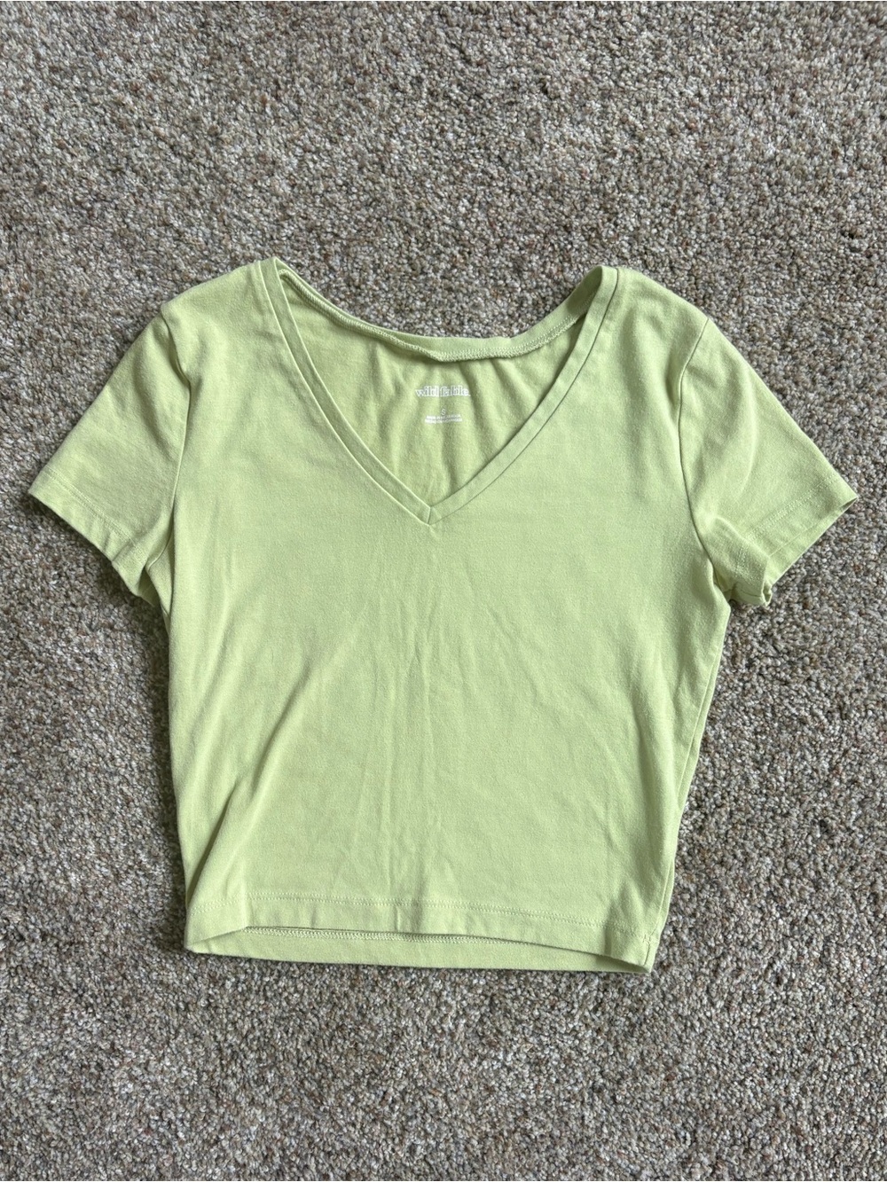 wild fable Lime Green V-Neck Cropped Tee